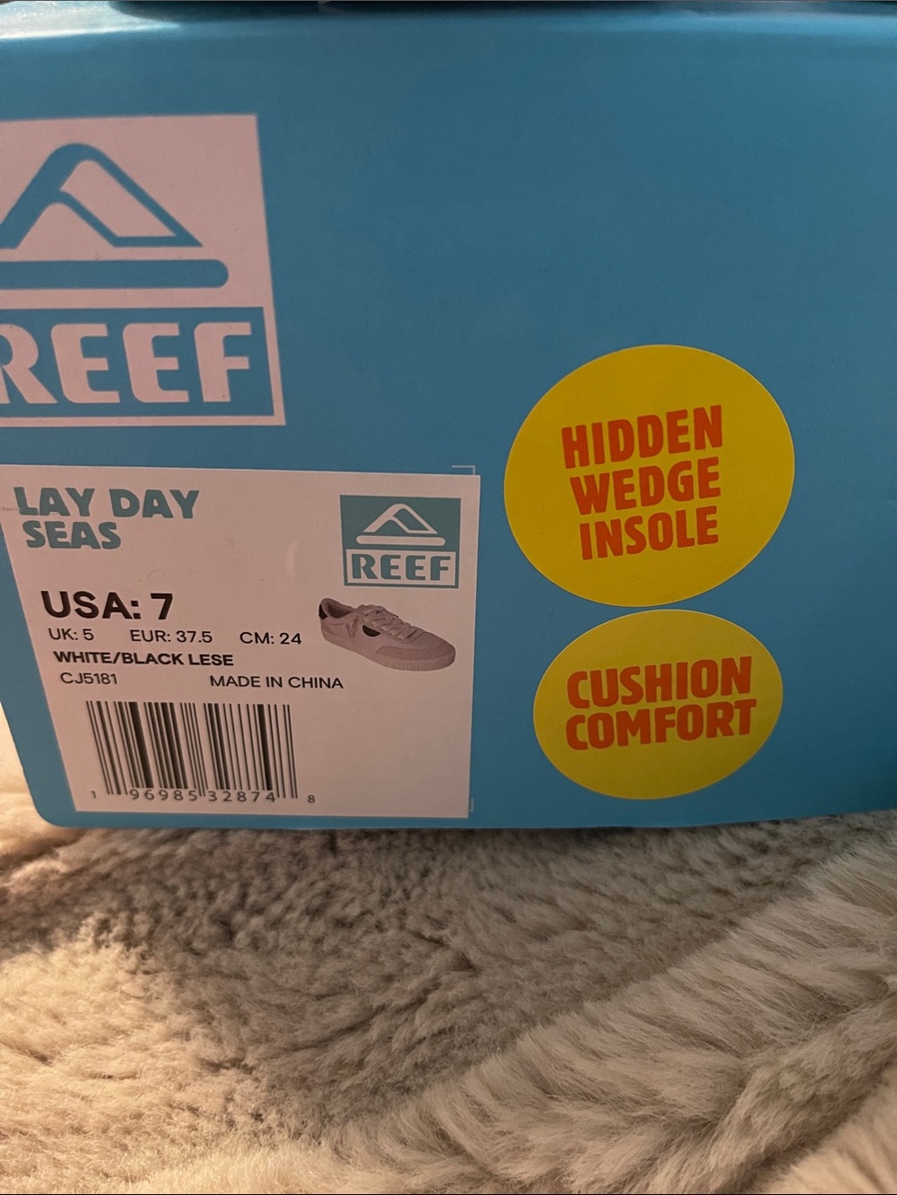 New lay day seas REEF hidden wedge insole sneakers in white leather size 7 NIB - Picture 6 of 6